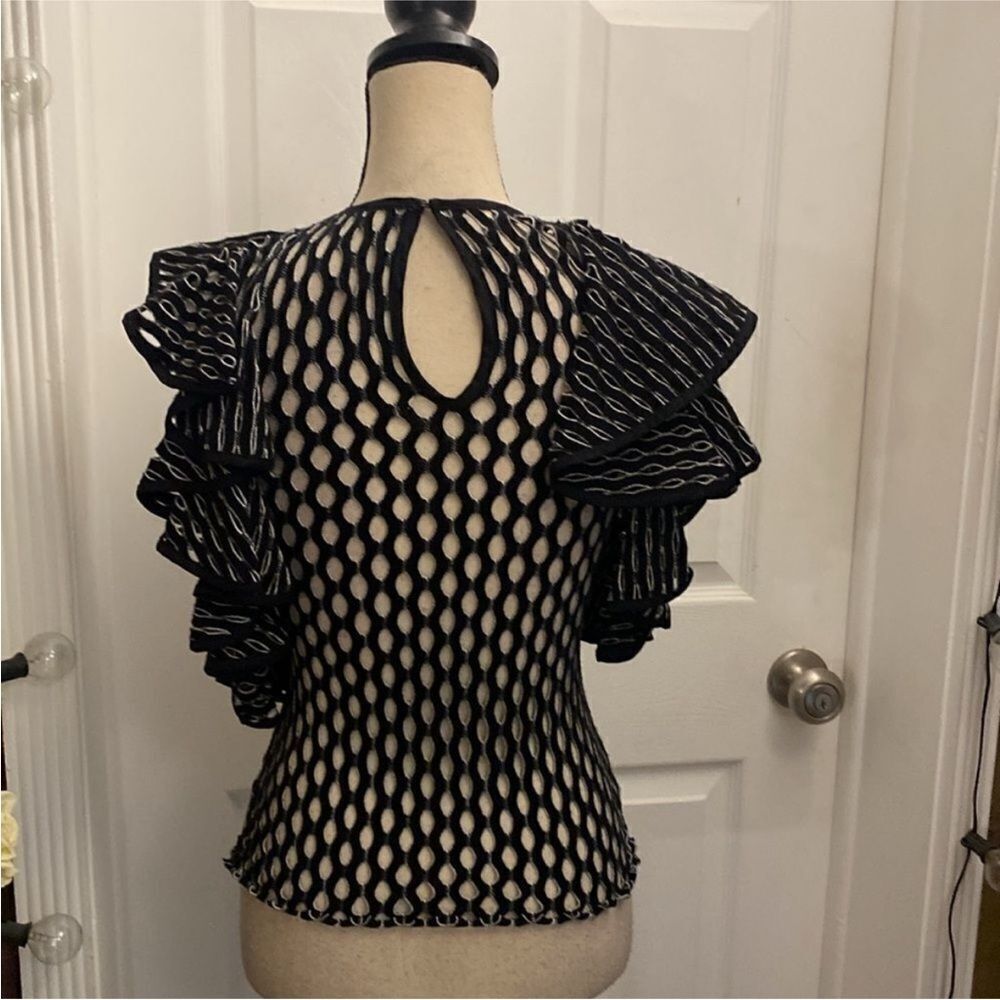 Beaufille Black Ruffled Women's Top, S - Picture 7 of 7